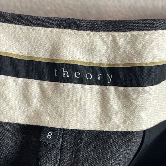 Theory Womens 8 Grey Wool Blend Dress Pants Straight Leg USA Office Career - Picture 3 of 10
